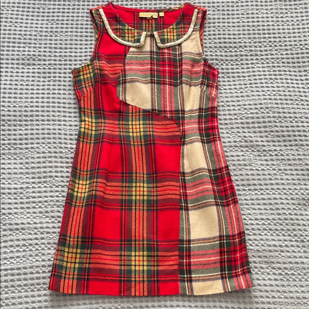 Vintage Princess by Vera Wang Red and Cream Mixed Plaid Mini Dress
